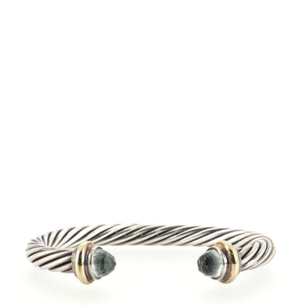 David Yurman Cable Classic Bracelet Sterling Silver with 14k Yellow Gold and Prasiolite 7mm
