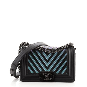 Chanel Boy Flap Bag Chevron Painted Calfskin Small