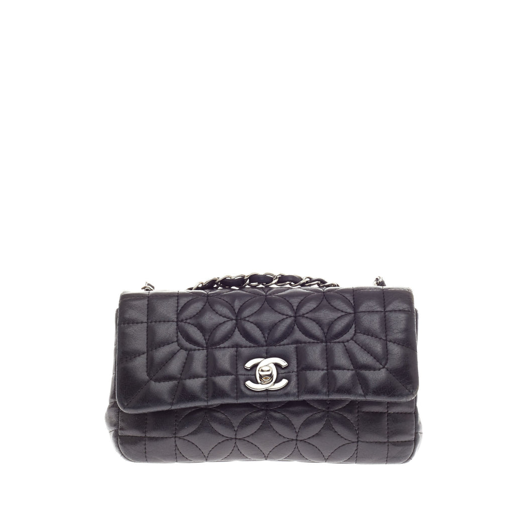 Buy Chanel CC Flap Bag Flower Geometric Quilt Small Black 72801
