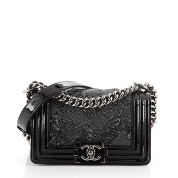 Chanel Boy Flap Bag Sequin with Patent Small