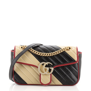 Gucci GG Marmont Flap Bag Diagonal Quilted Leather Small