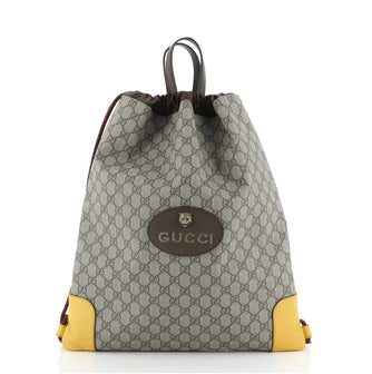 Gucci Neo Vintage Drawstring Backpack GG Coated Canvas Large