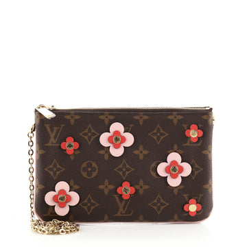 Louis Vuitton Double Zip Pochette Limited Edition Blooming Flowers Monogram Canvas