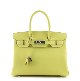 Hermes Birkin Handbag Yellow Epsom with Palladium Hardware 30