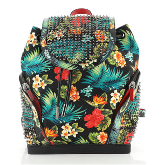 Christian Louboutin Explorafunk Backpack Spiked Printed Canvas