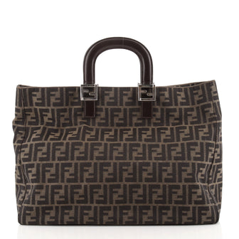 Fendi Vintage FF Handle Tote Zucca Canvas Large