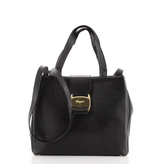 Salvatore Ferragamo Vara Tote Lizard Embossed Leather Small