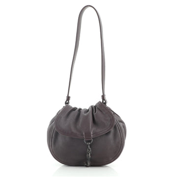 Bottega Veneta Elastic Flap Shoulder Bag Leather with Intrecciato Detail Small