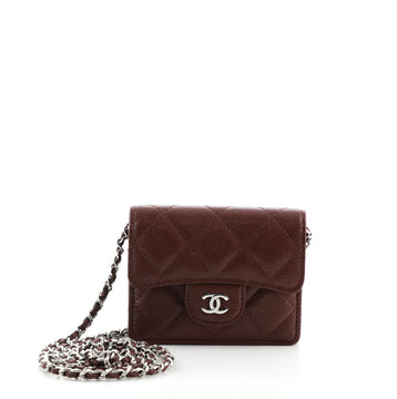 Chanel Classic Card Holder on Chain Quilted Caviar Mini