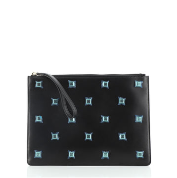 Salvatore Ferragamo Wristlet Clutch Studded Leather Medium