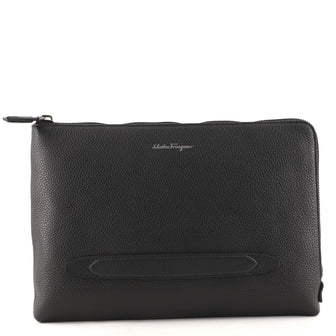 Salvatore Ferragamo Hand Strap Clutch Leather Large