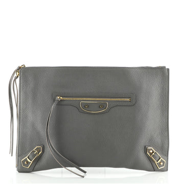 Balenciaga Zip Around Classic Metallic Edge Clutch Leather Medium