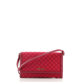 Prada Chain Wallet Crossbody Quilted Tessuto