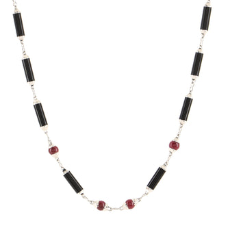 Cartier Le Baiser du Dragon Necklace 18K White Gold with Black Onyx and Ruby Beads