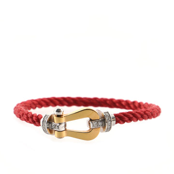 Fred Paris Force 10 Bracelet Woven Cord and Stainless Steel with 18K Rose and White Gold and Diamonds Large