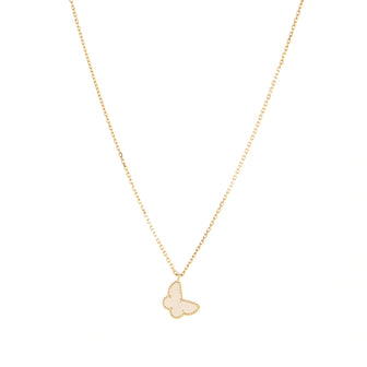 Van Cleef & Arpels Sweet Alhambra Butterfly Pendant 18K Yellow Gold and Mother-of-Pearl Necklace 18K Yellow Gold and Mother of Pearl