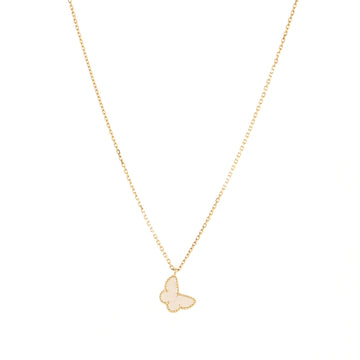 Van Cleef & Arpels Sweet Alhambra Butterfly Pendant 18K Yellow Gold and Mother-of-Pearl Necklace 18K Yellow Gold and Mother of Pearl