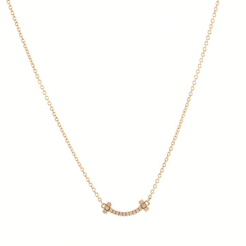 Tiffany & Co. T Smile Pendant 18K Rose Gold with Diamonds Mini Necklace