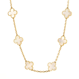 Van Cleef & Arpels Vintage Alhambra 10 Motifs Necklace 18K Yellow Gold and Mother of Pearl