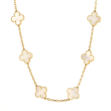 Van Cleef & Arpels Vintage Alhambra 10 Motifs Necklace 18K Yellow Gold and Mother of Pearl