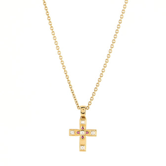Cartier Byzantine Cross Pendant Necklace 18K Yellow Gold with Rubies and Diamonds
