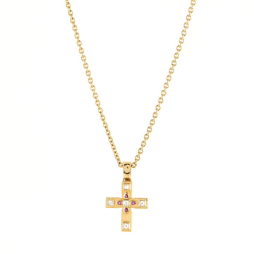Cartier Byzantine Cross Pendant Necklace 18K Yellow Gold with Rubies and Diamonds