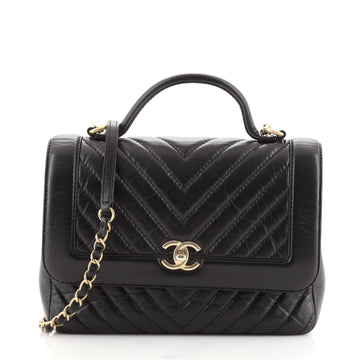 Chanel Top Handle Flap Bag Chevron Calfskin Small