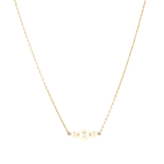 Mikimoto 3 Pearl Drop Pendant Necklace 14K Yellow Gold and Akoya Cultured Pearls