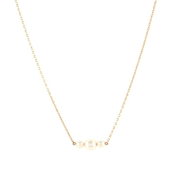 Mikimoto 3 Pearl Drop Pendant Necklace 14K Yellow Gold and Akoya Cultured Pearls