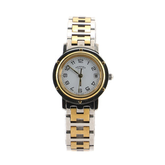 Hermes Clipper Quartz Watch Stainless Steel and Plated Metal 24