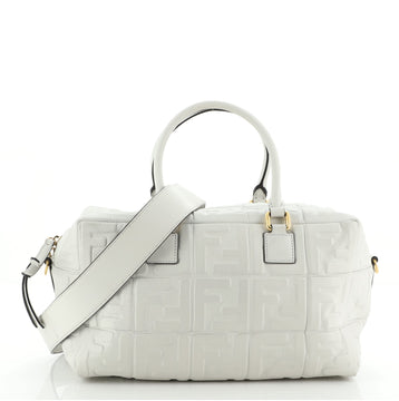Fendi Boston Bag Zucca Embossed Leather Medium