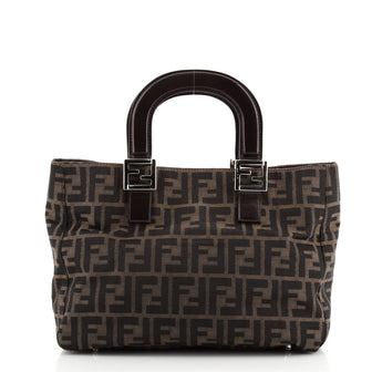 Fendi Vintage FF Handle Tote Zucca Canvas Small