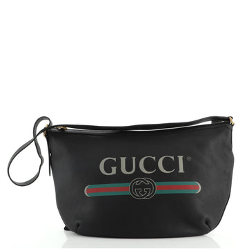 Gucci Logo Half-Moon Hobo Printed Leather