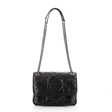 Saint Laurent Niki Chain Flap Bag Matelasse Chevron Leather Baby