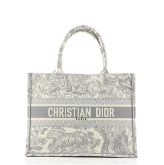 Christian Dior Book Tote Embroidered Canvas Small