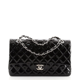 Chanel Classic Double Flap Bag Quilted Patent Medium