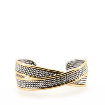David Yurman Origami Crossover Cuff Bracelet Sterling Silver with 18K Yellow Gold Narrow