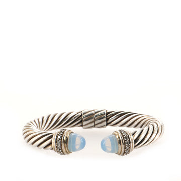 David Yurman Cable Classic Bracelet Sterling Silver with Diamonds and Moonstone 10mm