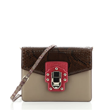 Dolce & Gabbana Lucia Shoulder Bag Python and Leather with Crocodile