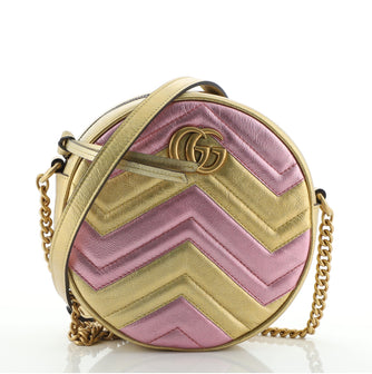 Gucci GG Marmont Round Shoulder Bag Matelasse Leather Mini