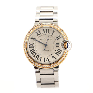 Cartier Ballon Bleu de Cartier Automatic Watch Stainless Steel and Yellow Gold with Diamond Bezel 36