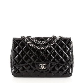 Chanel Classic Single Flap Bag Quilted Patent Jumbo