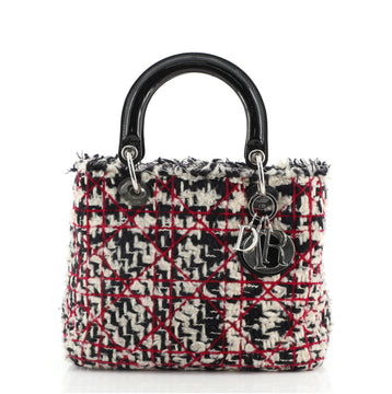 Christian Dior Lady Dior Bag Quilted Tweed with Patent Medium