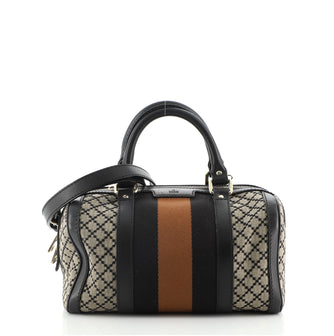 Gucci Vintage Web Boston Bag Diamante Canvas Small