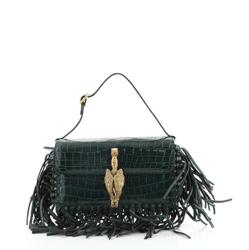 Valentino Gryphon Fringe Flap Bag Crocodile Mini