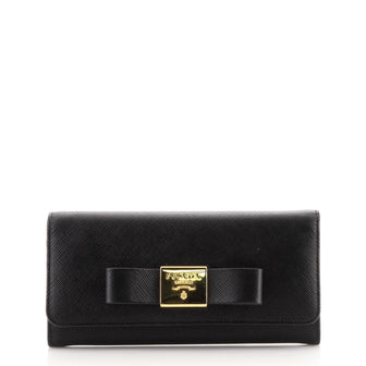 Prada Bow Flap Wallet Saffiano Leather Long