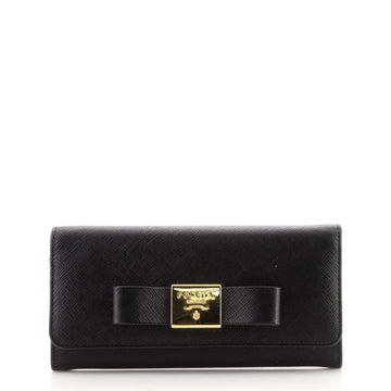 Prada Bow Flap Wallet Saffiano Leather Long