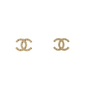 Chanel CC Hieroglyphic Stud Earrings Metal