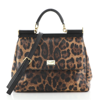 Dolce & Gabbana Miss Sicily Bag Leopard Print Leather Large