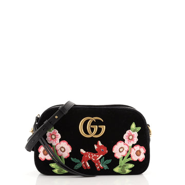Gucci GG Marmont Flap Bag Embroidered Matelasse Velvet Small